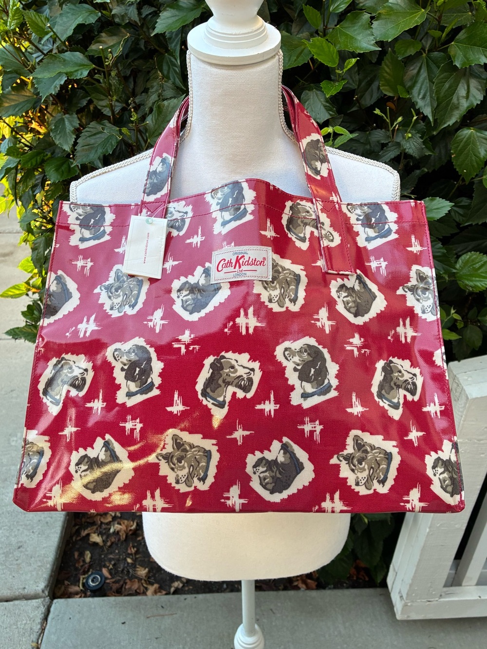Cath Kidston Red Dog-Print Oilcloth Tote Bag NWT